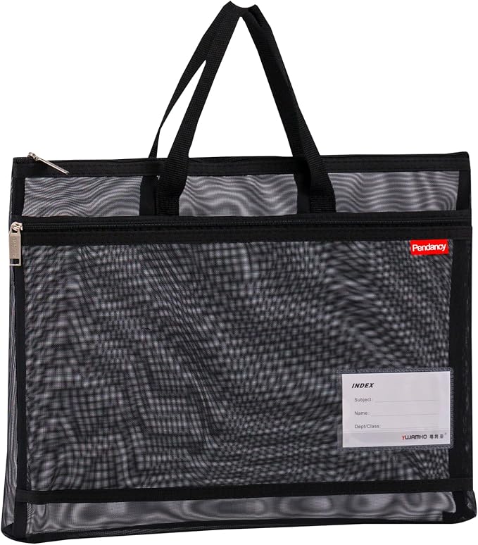 Pendancy Mesh Zipper Pouch A3 Size, Large Double Pocket Lightweight Nylon by Pendancy