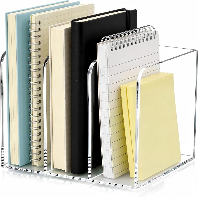 3-Slot Clear Acrylic Magazine File Holder – Vertical Desk Organizer - Image 4