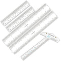 5PCS 6''/12 '' Acrylic Clear Edge Rulers T-Square Ruler, inches and Metric by BAOFALI