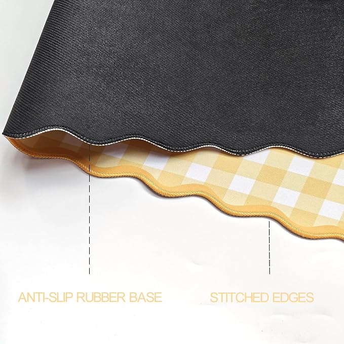Scalloped‌ Checkered Gingham Desk Mat Cute Yellow Pastel Large Mouse Pad Kawaii - Image 5