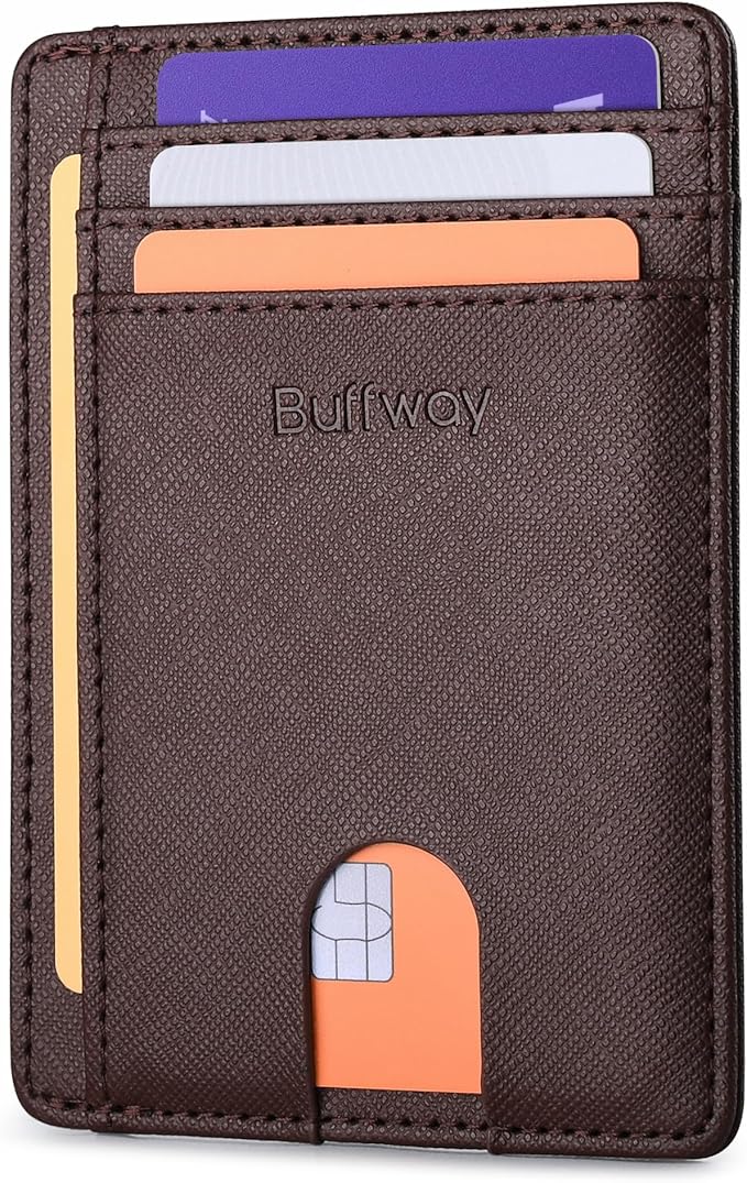 Buffway Slim Minimalist Front Pocket RFID Blocking Leather Wallets by Buffway