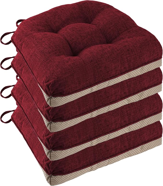 Non Slip Chair Cushions for Dining Chairs Set of 4 Kitchen Chair Cushions by FlyGulls