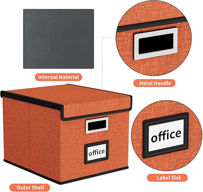 File Organizer Box with Lid, Collapsible File Folder Organizer - Image 4