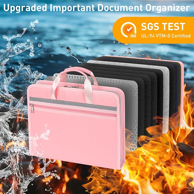 Fireproof Document Bag with Accordion File Organizer | Upgraded 5200°F Aluminum - Image 4