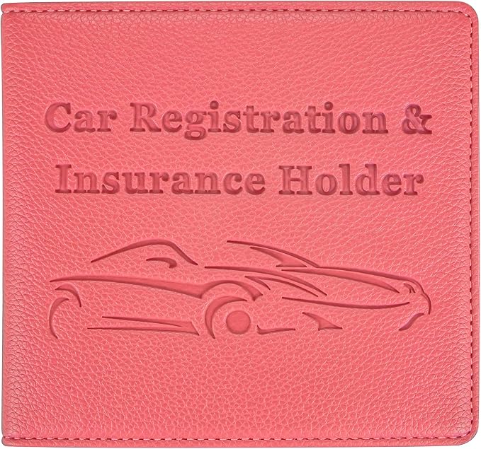 Car Registration and Insurance Holder, Premium PU Leather Vehicle Glove Box Car by New+Fashion+Kingdom