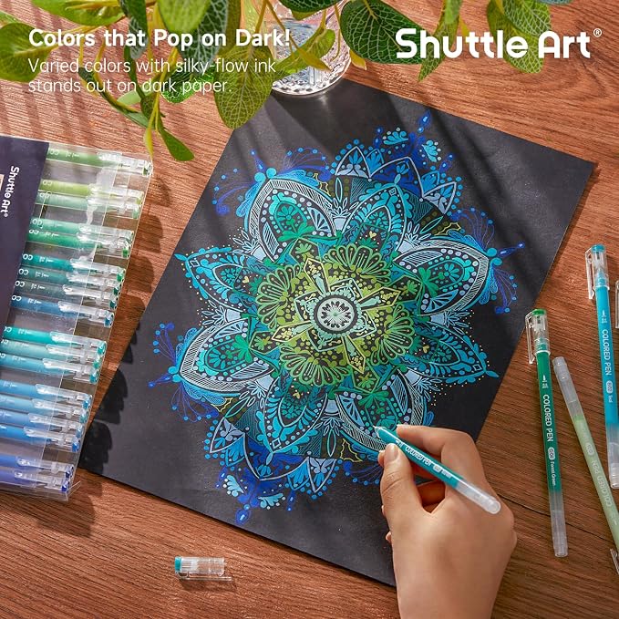 Shuttle Art Colored Pens, 24 Blue & Green Tone Colors Cute Journal Pens 0.6mm - Image 5