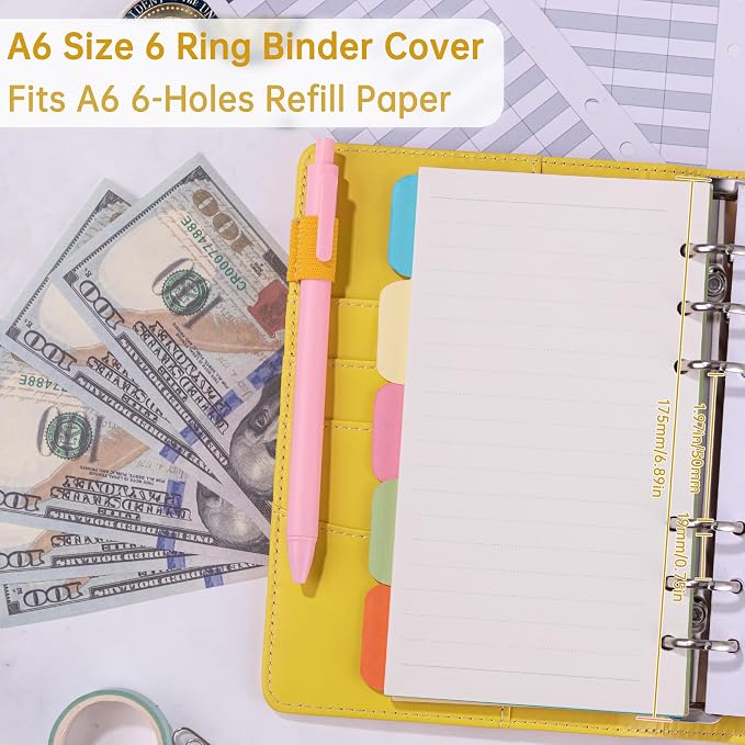 Antner A6 Notebook Binder Refillable 6 Ring Budget Binder Cover - Image 3