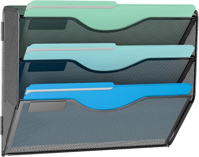 Gawerk 3 Tier Hanging Wall File Organizer, Mesh Mail Paper Orgnization Hanging by Gawerk