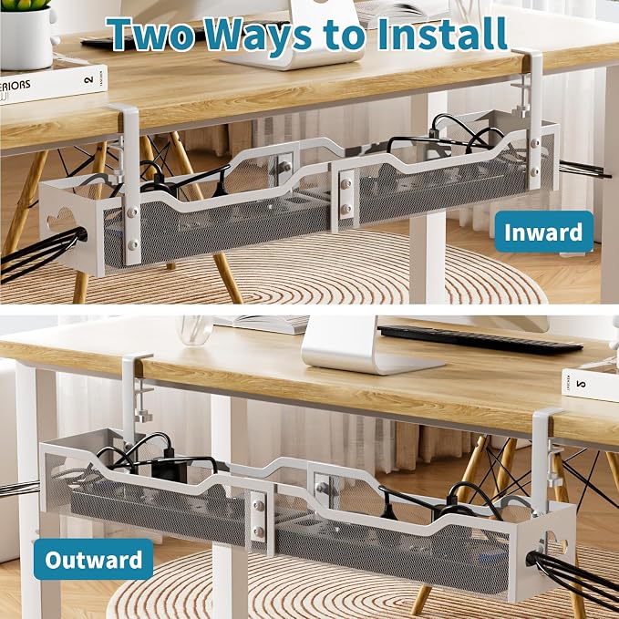 Under Desk Cable Management Tray White, Litwaro Cable Management Under Desk No - Image 5
