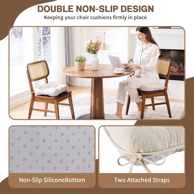 BETU Chair Cushions for Dining Chairs Set of 2, 3.5" Thick Kitchen Table Chair - Image 4