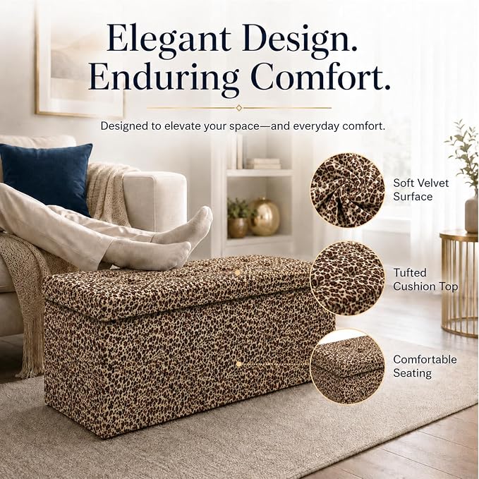 ALASDO 43 Inch Folding Storage Ottoman Bench - Image 3