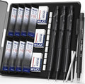 WUO 0.5mm Mechanical Pencil Set, 3 Black Metal Drafting Pencils by WUO