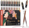 Retractable Glitter Gel Pens, 12 Colors Large Capacity Skin Tone Glitter by ZSCM