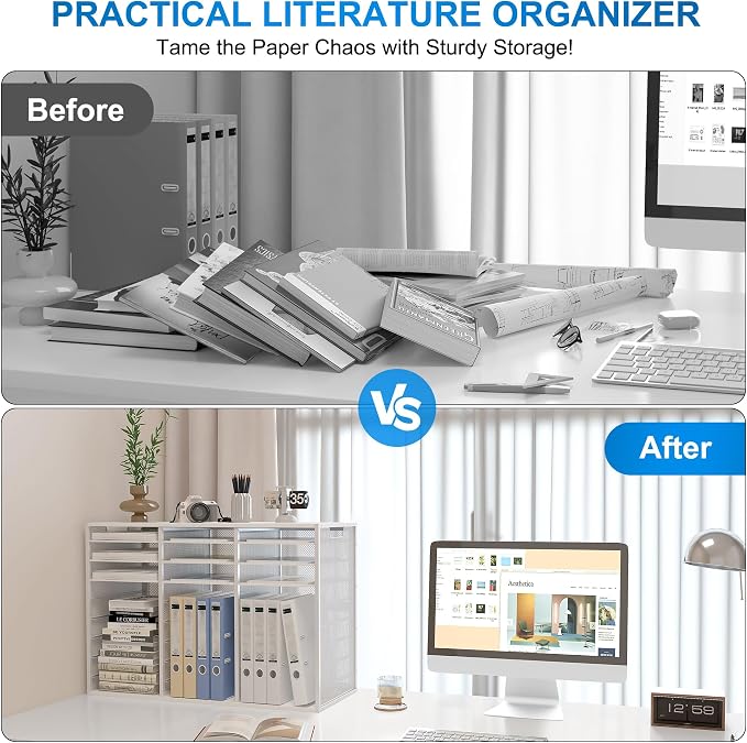 Mail Sorter Adjustable Countertop Mail Holder, Heavy Duty Literature Organizer - Image 3