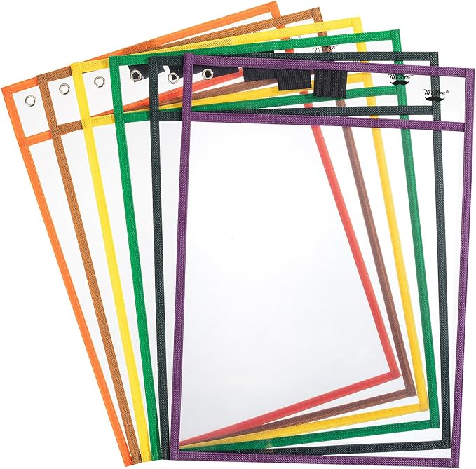 Mr. Pen- Reusable Dry Erase Pocket Sleeves, 6 Pack, Colorful | Multicolored by MrPen