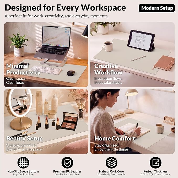Leather Desk pad Protector, Large Desk mat - Image 8