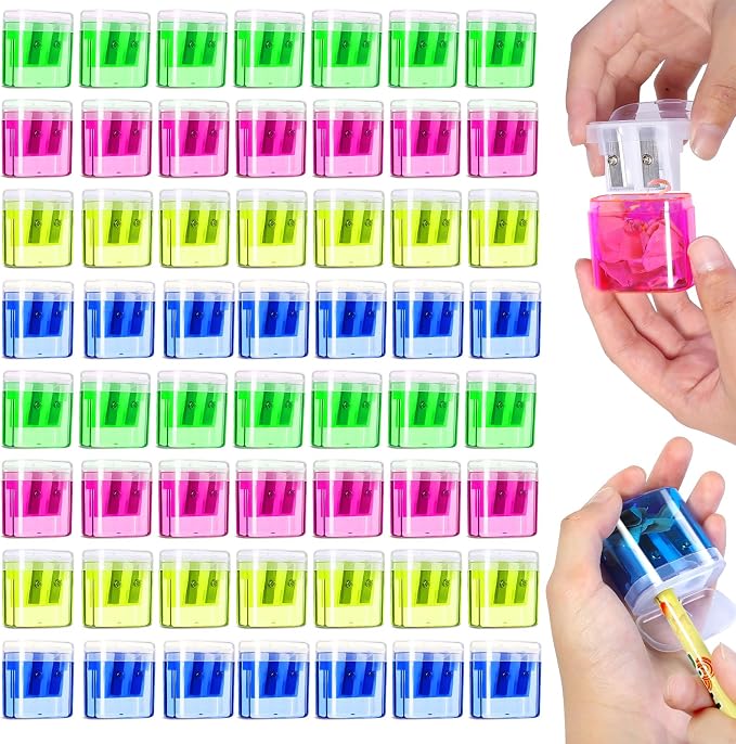 OCHIDO 60 Pack Pencil Sharpeners Bulk, School Supplies Double Hole Pencil by OCHIDO