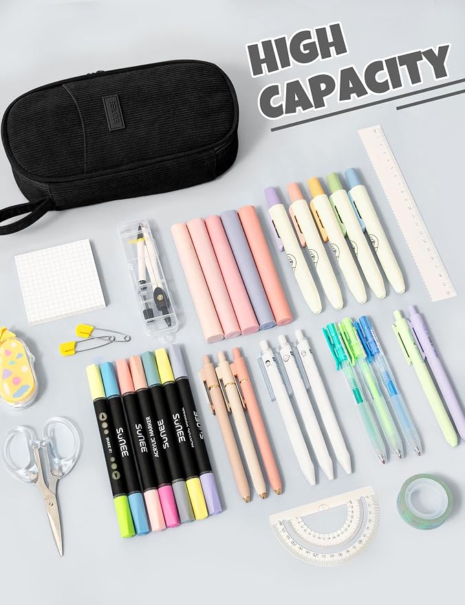 SUNEE Cute Pencil Case, Large Pencil Pouch, Soft Corduroy Aesthetic Big Pencil - Image 2