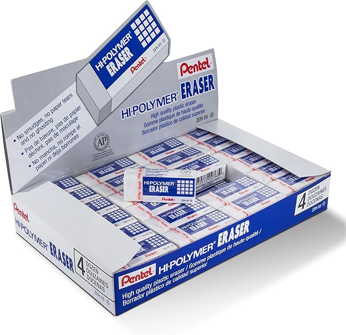 Pentel Hi-Polymer Block Eraser, Box of 48 by PentelofAmerica