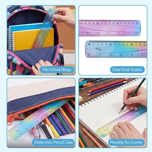 6 PCS 12 Inch Flexible Ruler, Soft Bendable Gradient Colored Rulers - Image 5