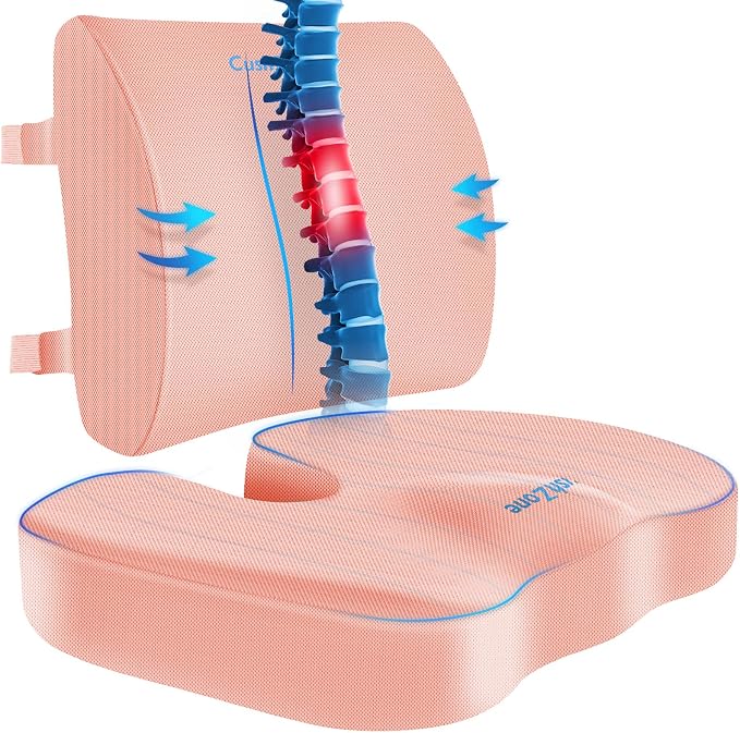 CushZone Ergonomic Seat Cushion & Lumbar Support Pillow by CushZone