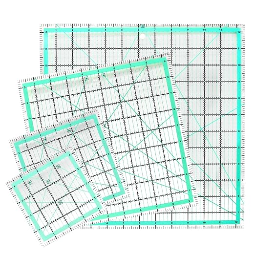 MANUFORE 4pcs Square Quilting Ruler Set Acrylic Anti-Slip Sewing Ruler by MANUFORE