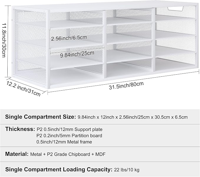 Mail Sorter Adjustable Countertop Mail Holder, Heavy Duty Literature Organizer - Image 6