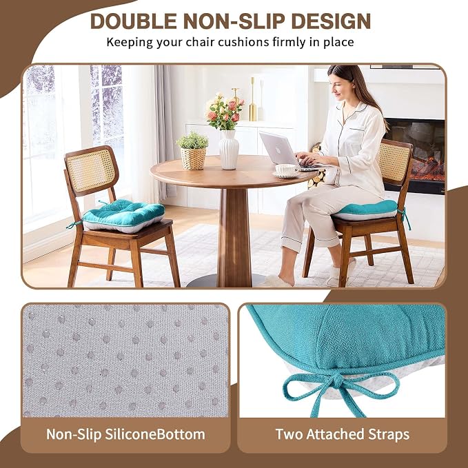BETU Chair Cushions for Dining Chairs Set of 6, 3.5" Thick Kitchen Table Chair - Image 2