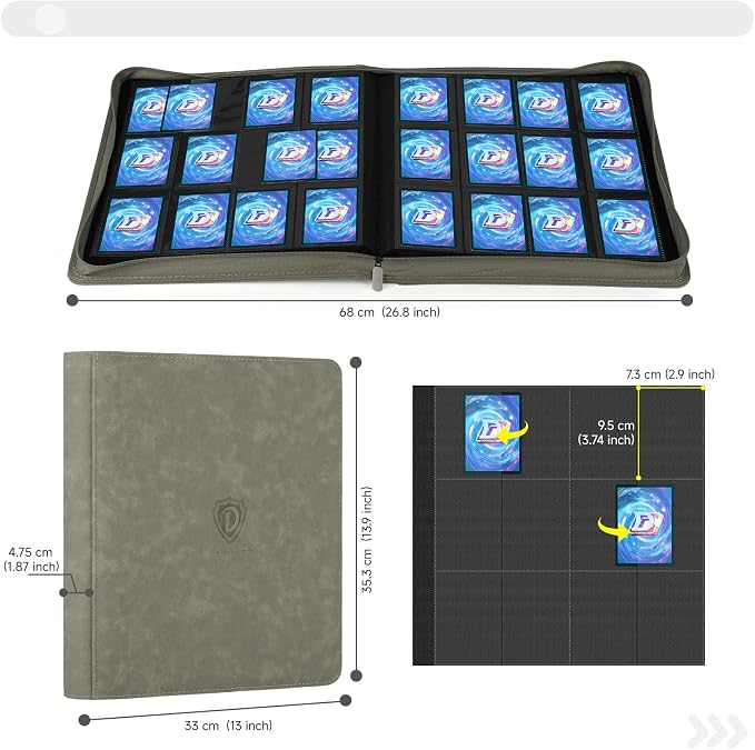 Trading Card Binder with Zip, 12 Pockets Card Binder, 720 Double Sided Pocket - Image 3
