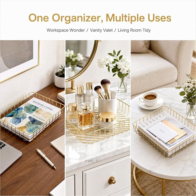 Okllen 3 Pack Gold Wire File Organizer Trays - Image 5
