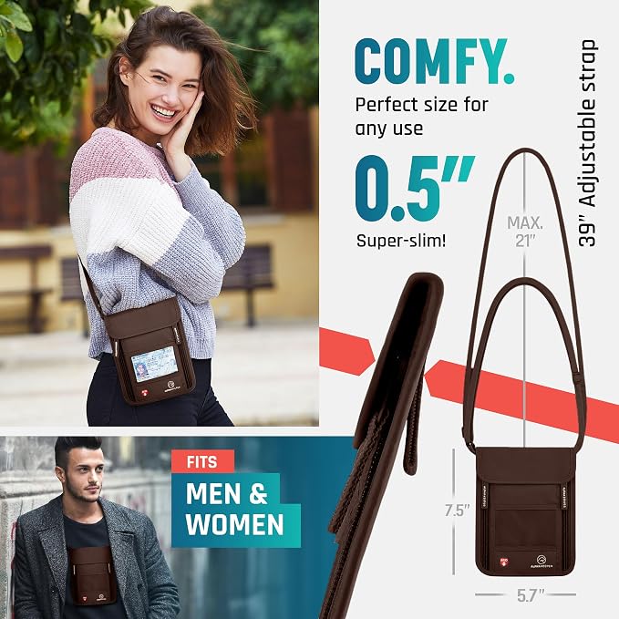 Alpha Keeper Neck Wallet for Travel Man and Women, RFID Passport Holder - Image 2