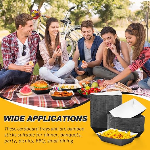 Yinkin 200 Pcs Paper Boat Disposable Graduation Food Trays Nacho Trays Kraft - Image 7