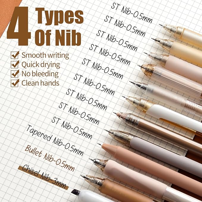 Four Candies Moor Series Gel Pens, Aesthetic Black & Brown Ink Pens - Image 4