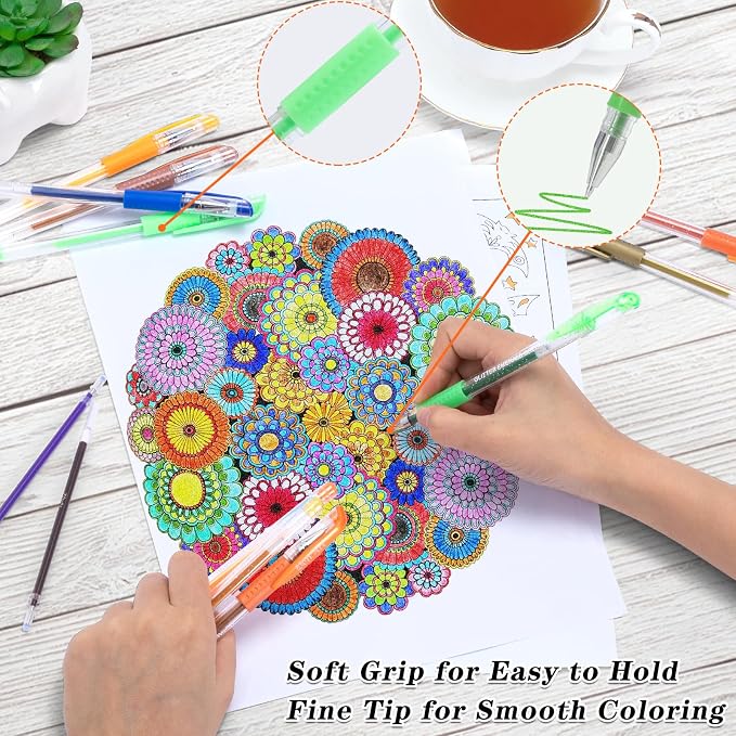 Aen Art Gel Pens for Adult Coloring Books, 160 Pack Artist Colored Gel Pen - Image 5