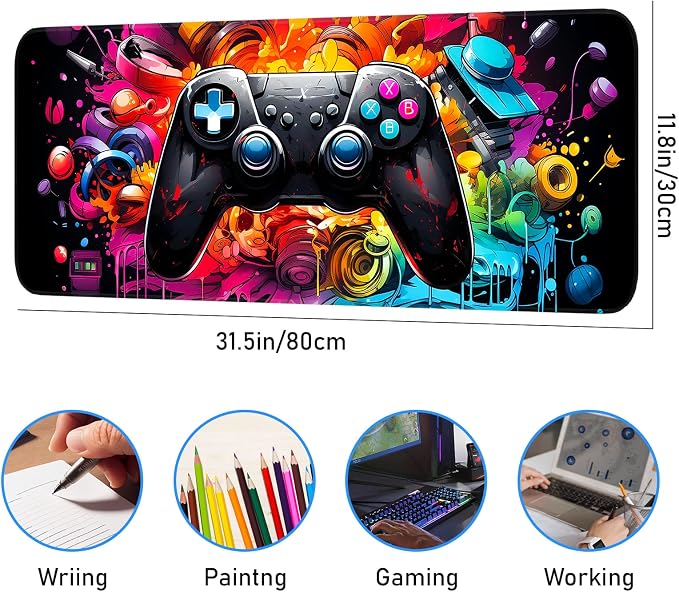 Gaming Mouse Pad, Large Mouse Pad, Waterproof Non-Slip Rubber Base, Stitched - Image 3