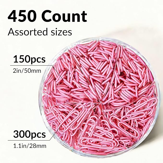NEEWAY 450pcs Paper Clips Assorted Sizes, Small and Large Paper Clips, Coated - Image 3