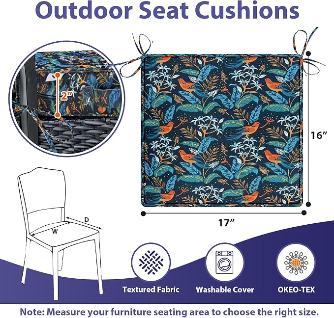 IPYNBAP Outdoor Chair Cushions Set of 4 -Waterproof Outdoor Seat Cushions - Image 6