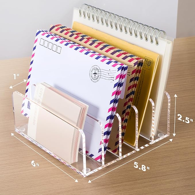 BEYGORM 2 Pack Acrylic Mail Holder, Vertical Letter Sorter - Image 6