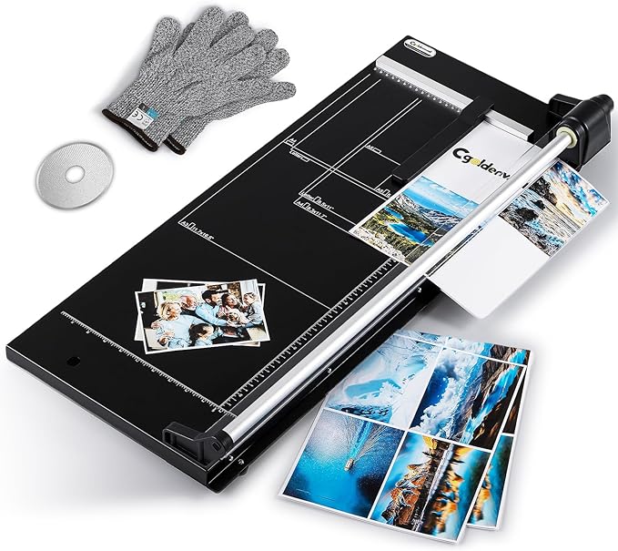 CGOLDENWALL A2 Rotary Paper Trimmer, 12 Sheets, w/Extra Blade & Gloves by CGOLDENWALL