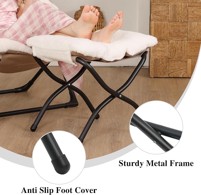 15" Folding Ottoman, Foldable Footrest Stool, Small Foot Stool - Image 7