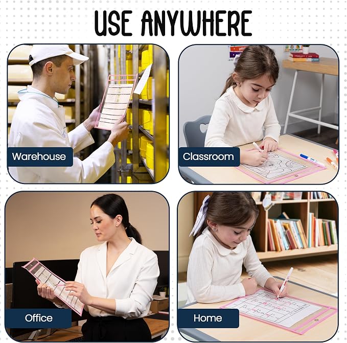 Essex Wares - 6 Pack, Dry Erase Pocket Document Protectors, Water-Resistant & - Image 5