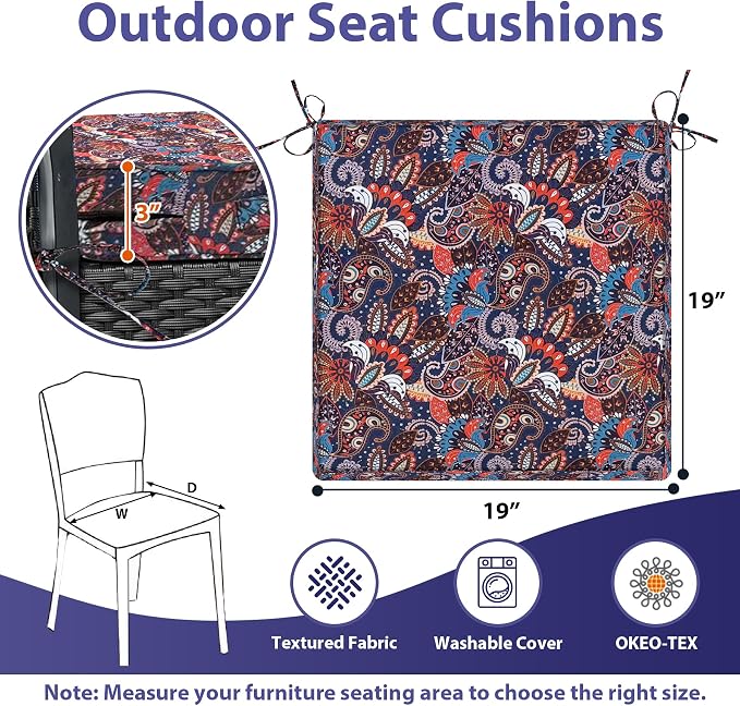 IPYNBAP Outdoor Chair Cushions Set of 4 -Waterproof Outdoor Seat Cushions - Image 6