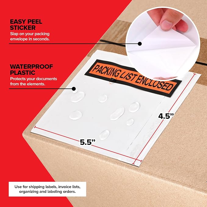 100 Piece Waterproof Packing List Envelopes, Invoice & Packing Slip Pouches - Image 3