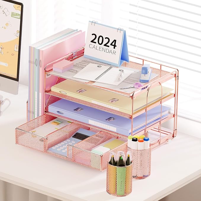 OPNICE Desk Organizers and Accessories, 4-Tier Desktop File Organizer - Image 2