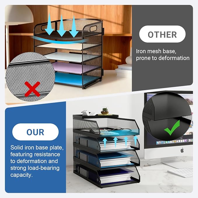 Natwind 4-Tier Paper Organizers, Desk Organizer, Stackable Paper Tray, Desk - Image 6