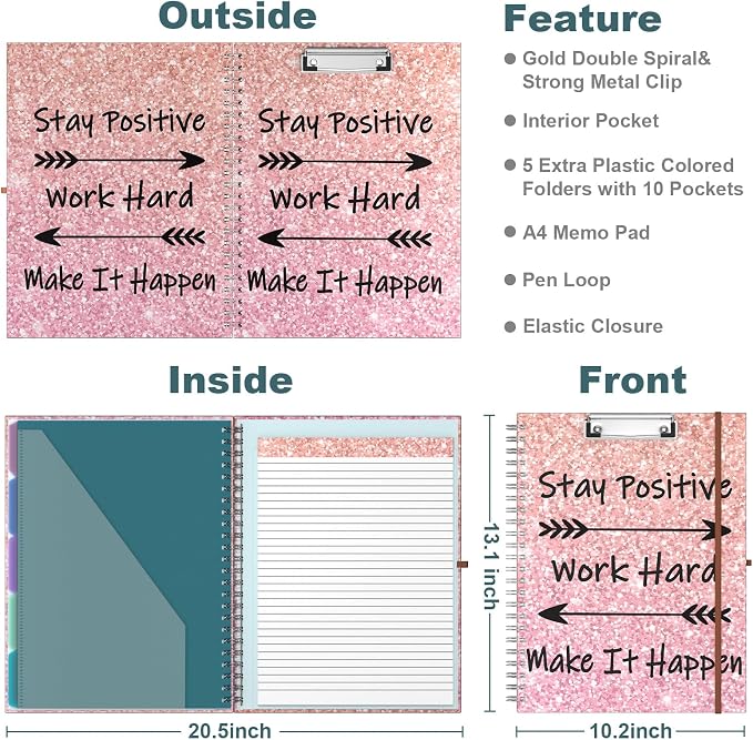 Hongri Clipboard Folio with Refillable Lined Notepad, 8.5 x 11 Folders with - Image 2