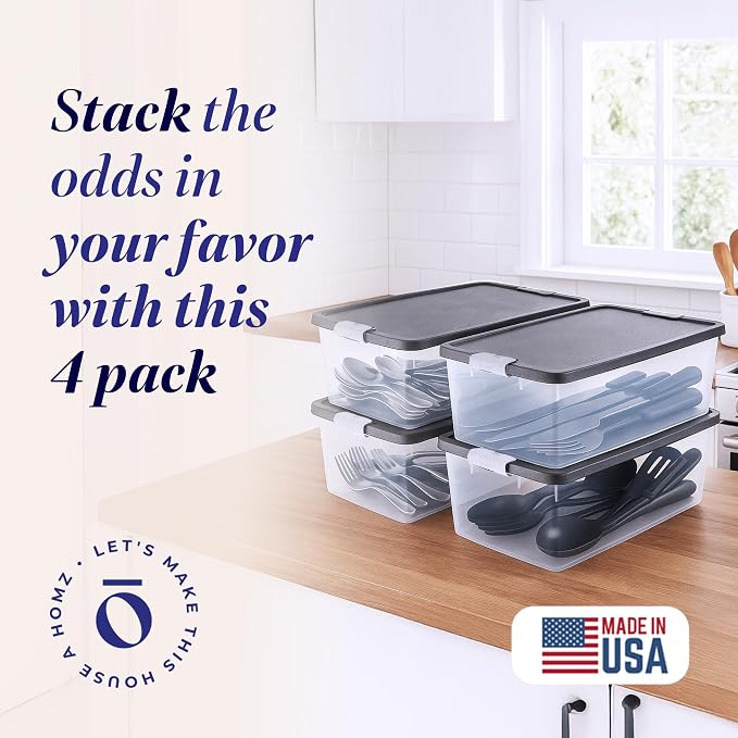 HOMZ 4-Pack Secure Latch, 15 Quart, and Office Organization - Image 2