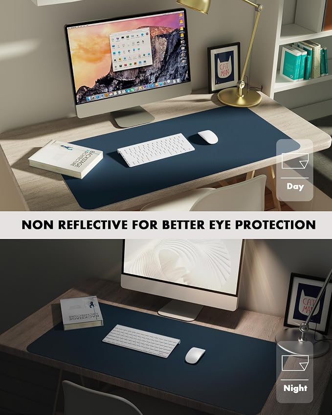 YSAGi Double-Sided Desk Pad, 23.6"x13.7"Leather Desk Mat, Eco Cork Desk Pad - Image 4