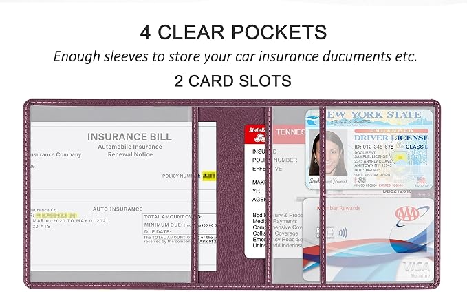 Car Registration and Insurance Holder, Premium PU Leather Vehicle Glove Box Car - Image 2
