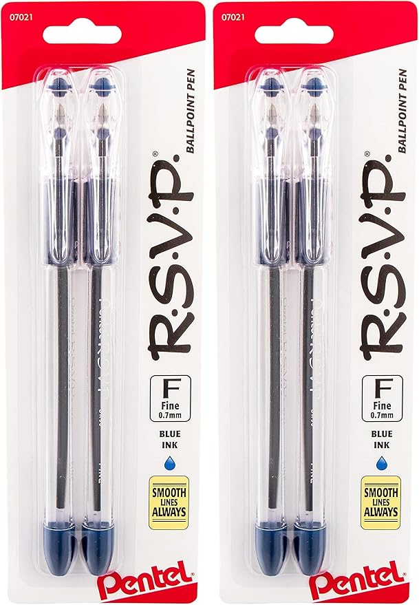 Pentel R.S.V.P. Ballpoint Pen, Fine Line, 4 Pack by PentelofAmerica